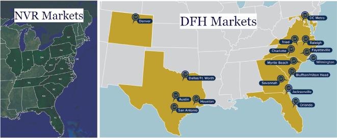 Map of DFH's Markets from Q2 investor presentation